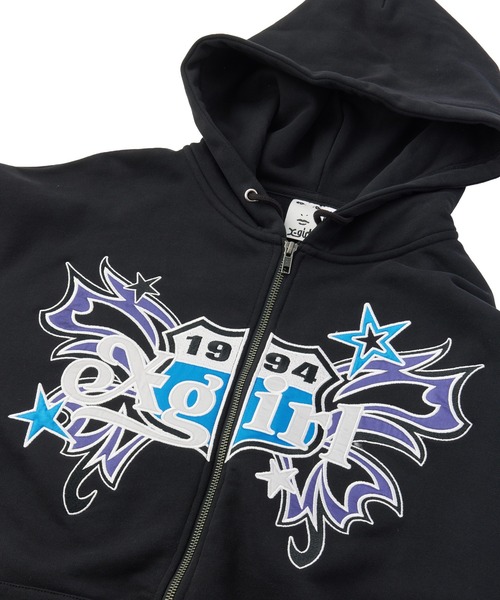 X-girl（エックスガール）の「BUTTERFLY EMBLEM ZIP UP SWEAT HOODIE（パーカー・レディース・ネイビー/ブラウン/ブラック・S/M）」の5枚目の写真
