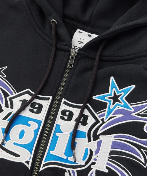 X-girl（エックスガール）の「BUTTERFLY EMBLEM ZIP UP SWEAT HOODIE（パーカー・レディース・ネイビー/ブラウン/ブラック・S/M）」の6枚目の写真