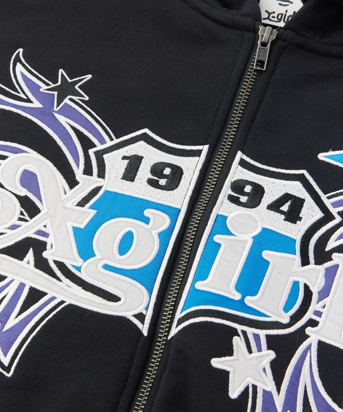 X-girl（エックスガール）の「BUTTERFLY EMBLEM ZIP UP SWEAT HOODIE（パーカー・レディース・ネイビー/ブラウン/ブラック・S/M）」の7枚目の写真