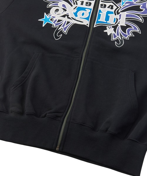 X-girl（エックスガール）の「BUTTERFLY EMBLEM ZIP UP SWEAT HOODIE（パーカー・レディース・ネイビー/ブラウン/ブラック・S/M）」の8枚目の写真