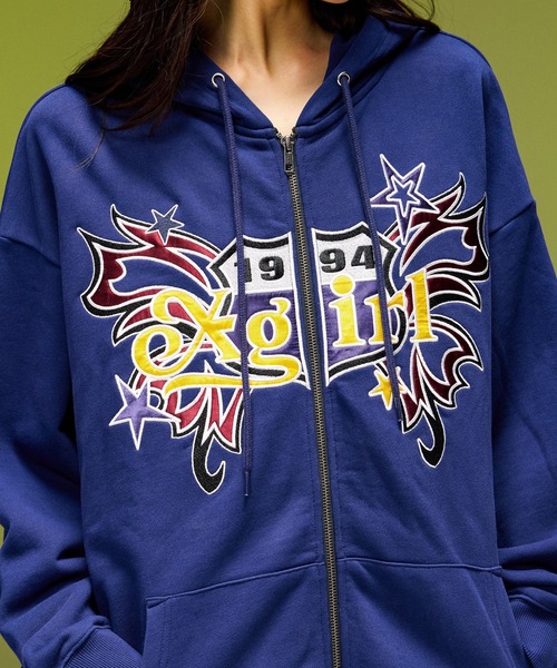 BUTTERFLY EMBLEM ZIP UP SWEAT HOODIE（パーカー）｜X-girl（エックス