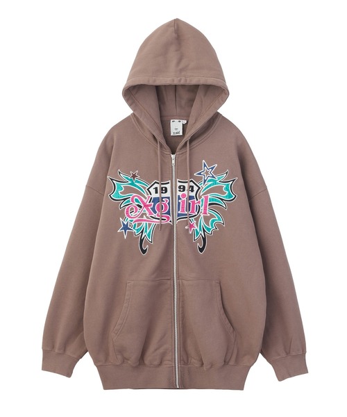 X-girl（エックスガール）の「BUTTERFLY EMBLEM ZIP UP SWEAT HOODIE（パーカー・レディース・ネイビー/ブラウン/ブラック・S/M）」の17枚目の写真