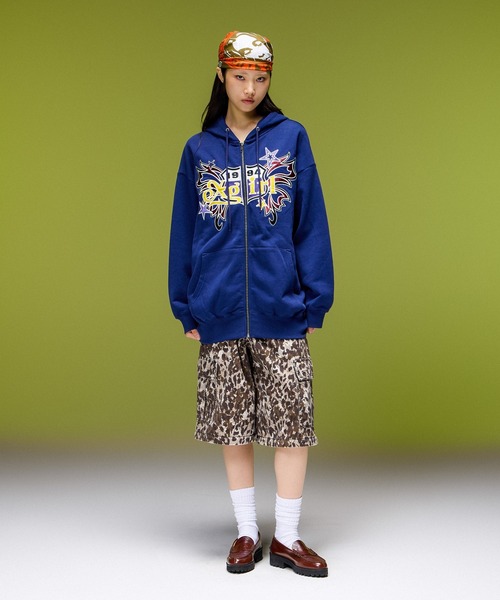 X-girl（エックスガール）の「BUTTERFLY EMBLEM ZIP UP SWEAT HOODIE（パーカー・レディース・ネイビー/ブラウン/ブラック・S/M）」の18枚目の写真