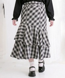 【4Lー6L】スリット入りアシメフリルマーメイドスカート