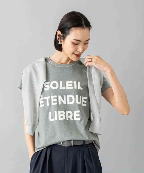 MICHEL KLEIN(ミッシェル・クラン)の「クラックプリントロゴTシャツ(Tシャツ/カットソー・レディース・カーキオリーブ/ホワイト/イエロー・38/40)」の3枚目の写真