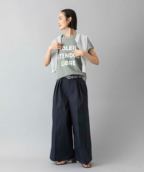 MICHEL KLEIN(ミッシェル・クラン)の「クラックプリントロゴTシャツ(Tシャツ/カットソー・レディース・カーキオリーブ/ホワイト/イエロー・38/40)」の4枚目の写真