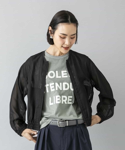 MICHEL KLEIN(ミッシェル・クラン)の「クラックプリントロゴTシャツ(Tシャツ/カットソー・レディース・カーキオリーブ/ホワイト/イエロー・38/40)」の6枚目の写真