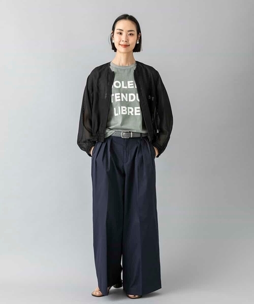 MICHEL KLEIN(ミッシェル・クラン)の「クラックプリントロゴTシャツ(Tシャツ/カットソー・レディース・カーキオリーブ/ホワイト/イエロー・38/40)」の9枚目の写真