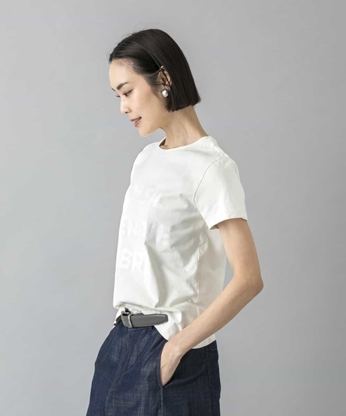 MICHEL KLEIN(ミッシェル・クラン)の「クラックプリントロゴTシャツ(Tシャツ/カットソー・レディース・カーキオリーブ/ホワイト/イエロー・38/40)」の11枚目の写真