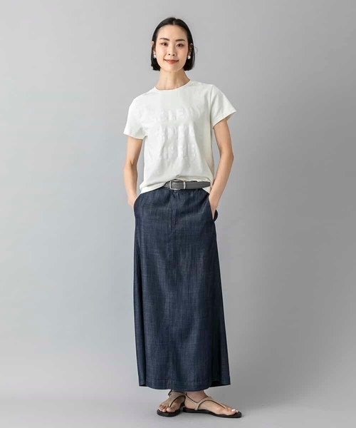 MICHEL KLEIN(ミッシェル・クラン)の「クラックプリントロゴTシャツ(Tシャツ/カットソー・レディース・カーキオリーブ/ホワイト/イエロー・38/40)」の12枚目の写真