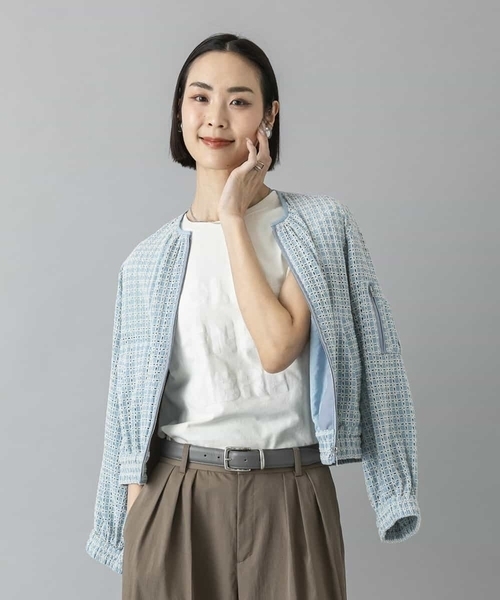 MICHEL KLEIN(ミッシェル・クラン)の「クラックプリントロゴTシャツ(Tシャツ/カットソー・レディース・カーキオリーブ/ホワイト/イエロー・38/40)」の21枚目の写真