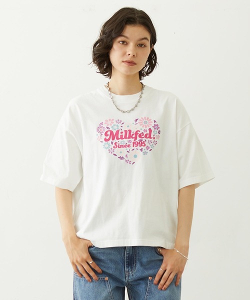 HEART FLOWER EMBROIDERY S/S TEE（Tシャツ/カットソー）｜MILKFED