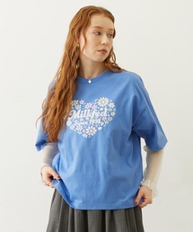 HEART FLOWER EMBROIDERY S/S TEE