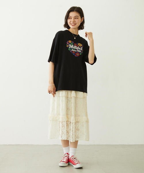 MILKFED.（ミルクフェド）の「HEART FLOWER EMBROIDERY S/S TEE（Tシャツ/カットソー・レディース・ホワイト/ブラック/ライトブルー・L/M）」の12枚目の写真