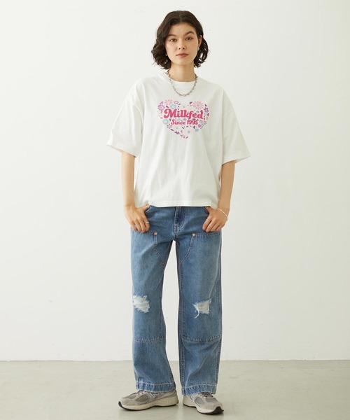 MILKFED.（ミルクフェド）の「HEART FLOWER EMBROIDERY S/S TEE（Tシャツ/カットソー・レディース・ホワイト/ブラック/ライトブルー・L/M）」の16枚目の写真