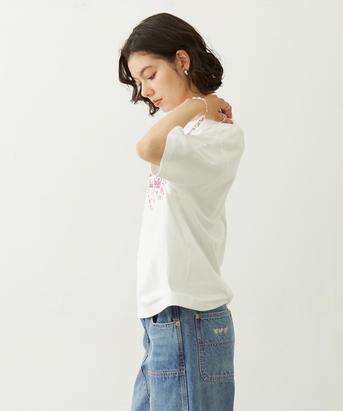 MILKFED.（ミルクフェド）の「HEART FLOWER EMBROIDERY S/S TEE（Tシャツ/カットソー・レディース・ホワイト/ブラック/ライトブルー・L/M）」の15枚目の写真