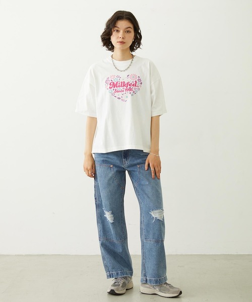 MILKFED.（ミルクフェド）の「HEART FLOWER EMBROIDERY S/S TEE（Tシャツ/カットソー・レディース・ホワイト/ブラック/ライトブルー・L/M）」の17枚目の写真