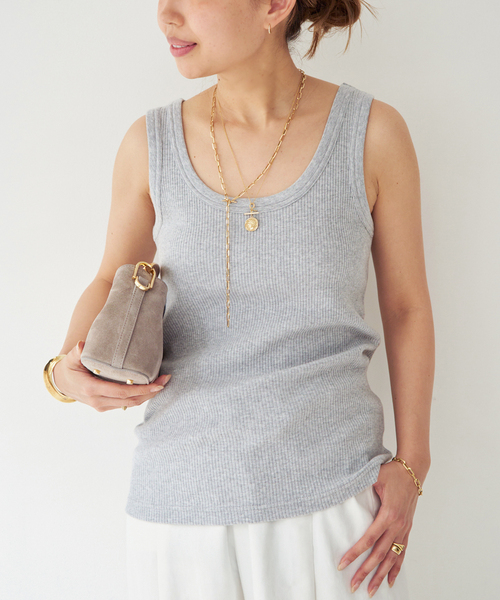 Johnbull(ジョンブル)の「【JOHNBULL/ジョンブル】TANKTOP(Tシャツ/カットソー・レディース・ネイビー/ホワイト/グレー/ブラウン・FREE)」の1枚目の写真
