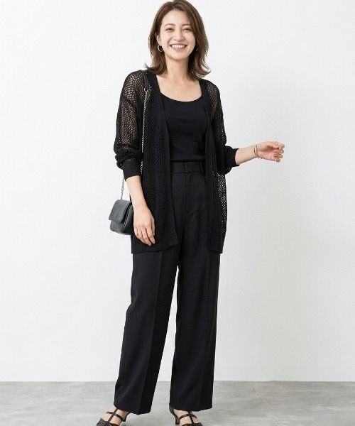 Belle Cie(ベルシー)の「サマーニット×透かし編みメッシュ|ゆるオーバーサイズ長袖ニットトップス(その他トップス・レディース・ブラック/グレー/カーキ/ホワイト・FREE)」の1枚目の写真