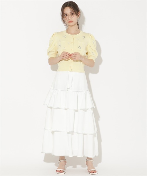 WILLSELECTION（ウィルセレクション）の「小花刺繍タックスリーブカーディガン（カーディガン/ボレロ・レディース・オフホワイト/ブルー/ピンク/イエロー/ネイビー・FREE）」の20枚目の写真