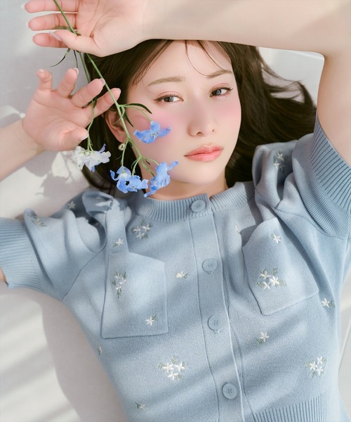 WILLSELECTION（ウィルセレクション）の「小花刺繍タックスリーブカーディガン（カーディガン/ボレロ・レディース・オフホワイト/ブルー/ピンク/イエロー/ネイビー・FREE）」の10枚目の写真