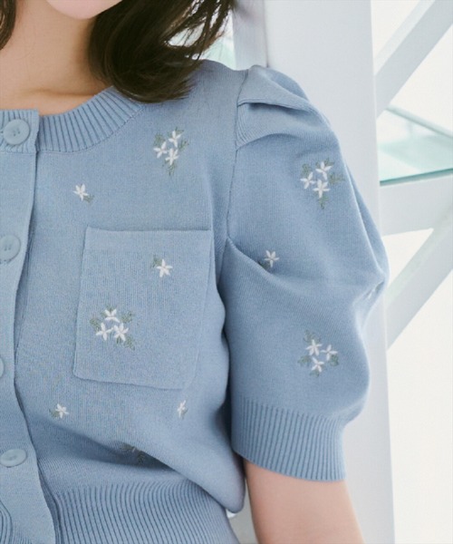 WILLSELECTION（ウィルセレクション）の「小花刺繍タックスリーブカーディガン（カーディガン/ボレロ・レディース・オフホワイト/ブルー/ピンク/イエロー/ネイビー・FREE）」の9枚目の写真