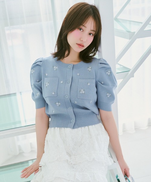 WILLSELECTION（ウィルセレクション）の「小花刺繍タックスリーブカーディガン（カーディガン/ボレロ・レディース・オフホワイト/ブルー/ピンク/イエロー/ネイビー・FREE）」の12枚目の写真