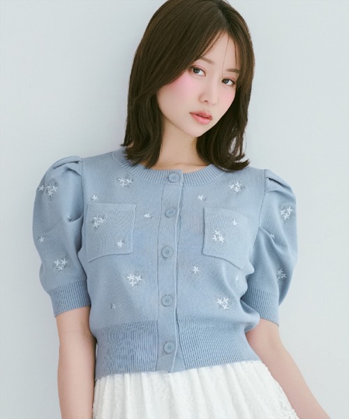 WILLSELECTION（ウィルセレクション）の「小花刺繍タックスリーブカーディガン（カーディガン/ボレロ・レディース・オフホワイト/ブルー/ピンク/イエロー/ネイビー・FREE）」の13枚目の写真