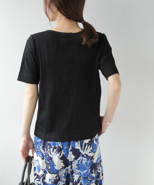JOURNAL STANDARD relume（ジャーナルスタンダード　レリューム）の「ヘンリーネックランダムリブTシャツ（Tシャツ/カットソー・レディース・ピンク/ホワイト/ブラック/カーキ・FREE）」の9枚目の写真