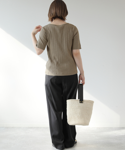 JOURNAL STANDARD relume（ジャーナルスタンダード　レリューム）の「ヘンリーネックランダムリブTシャツ（Tシャツ/カットソー・レディース・ピンク/ホワイト/ブラック/カーキ・FREE）」の18枚目の写真