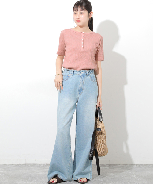 JOURNAL STANDARD relume（ジャーナルスタンダード　レリューム）の「ヘンリーネックランダムリブTシャツ（Tシャツ/カットソー・レディース・ピンク/ホワイト/ブラック/カーキ・FREE）」の22枚目の写真