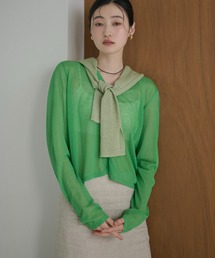 sheer rib knit cardigan /シアーリブニットカーディガン