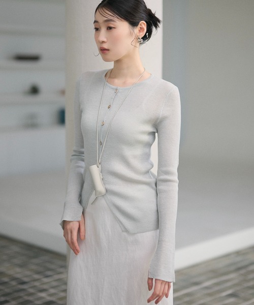 LAULEN（ローレン）の「sheer rib knit cardigan /シアーリブニットカーディガン（カーディガン/ボレロ・レディース・ベージュ/アイボリー/ブラック/グリーン/ライトブルー・FREE）」の18枚目の写真