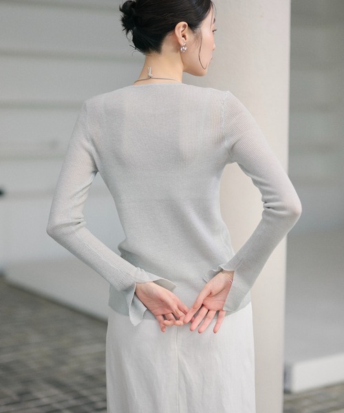 LAULEN（ローレン）の「sheer rib knit cardigan /シアーリブニットカーディガン（カーディガン/ボレロ・レディース・ベージュ/アイボリー/ブラック/グリーン/ライトブルー・FREE）」の20枚目の写真