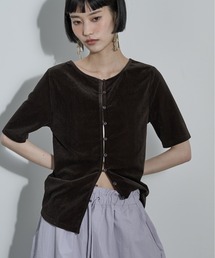 THE YOn | 2WAYシアーベロアハーフスリーブカーデ(Tシャツ/カットソー)