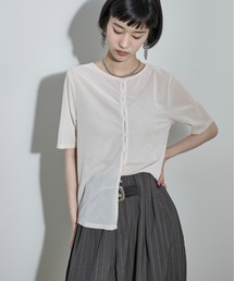 セール】ビーズ刺繍ハーフスリーブトップス（Tシャツ/カットソー