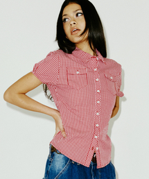 CHECK BLOUSE RED
