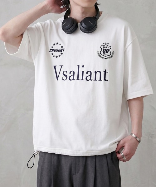 NYLAUS(ナイラス)の「【NYS】ロゴ刺繍 ドローコード ゲームシャツ ユニフォームデザイン 半袖(Tシャツ/カットソー・メンズ・ブラック/ピンク/アイボリー・L/M)」の1枚目の写真