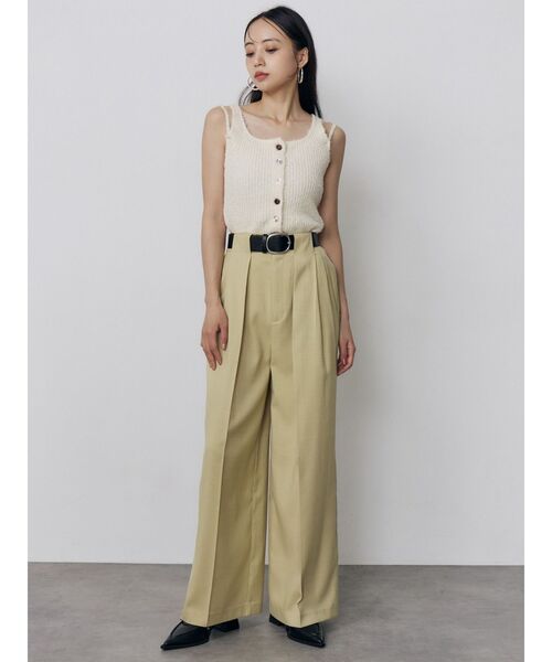 MURUA(ムルーア)の「オーバータックワイドパンツ【ベルト付】 夏服(スラックス・レディース・ライトグリーン/ブラック/アイボリー・2/1)」の7枚目の写真