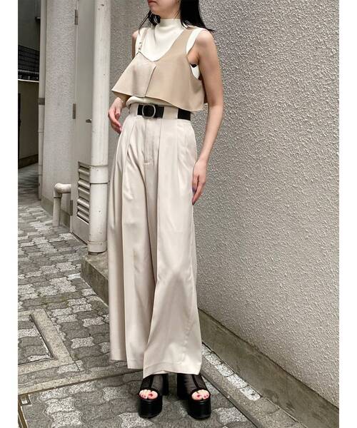 MURUA（ムルーア）の「オーバータックワイドパンツ【ベルト付】　夏服（スラックス・レディース・ライトグリーン/ブラック/アイボリー・2/1）」の18枚目の写真
