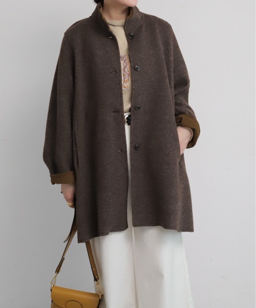 NOMBRE IMPAIR(ノンブルアンペール)の「【予約】起毛ダブルフェイス スタンドネックコート(その他アウター・レディース・レッド/ブラウン/グレー・FREE)」の3枚目の写真