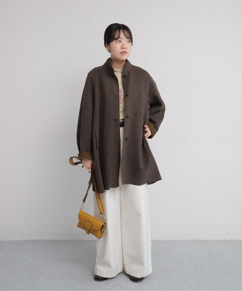 NOMBRE IMPAIR(ノンブルアンペール)の「【予約】起毛ダブルフェイス スタンドネックコート(その他アウター・レディース・レッド/ブラウン/グレー・FREE)」の14枚目の写真