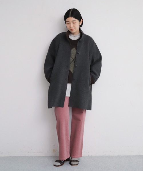 NOMBRE IMPAIR(ノンブルアンペール)の「【予約】起毛ダブルフェイス スタンドネックコート(その他アウター・レディース・レッド/ブラウン/グレー・FREE)」の4枚目の写真