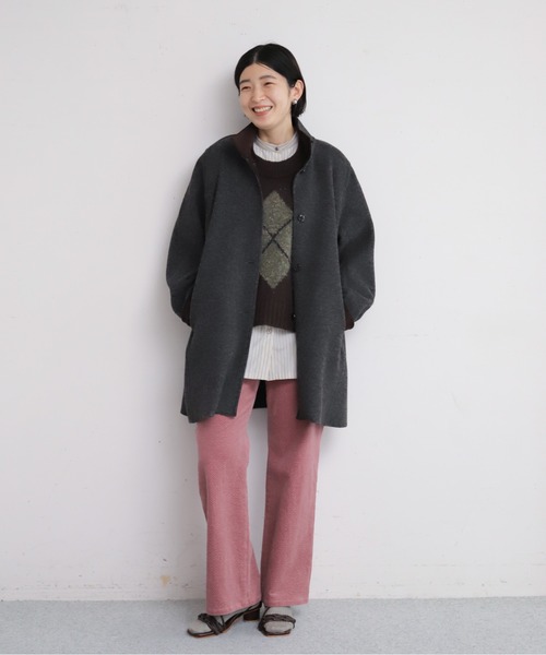 NOMBRE IMPAIR(ノンブルアンペール)の「【予約】起毛ダブルフェイス スタンドネックコート(その他アウター・レディース・レッド/ブラウン/グレー・FREE)」の7枚目の写真