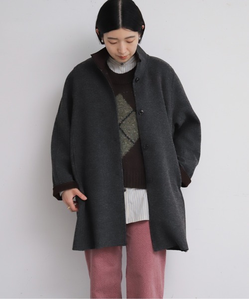 NOMBRE IMPAIR(ノンブルアンペール)の「【予約】起毛ダブルフェイス スタンドネックコート(その他アウター・レディース・レッド/ブラウン/グレー・FREE)」の9枚目の写真