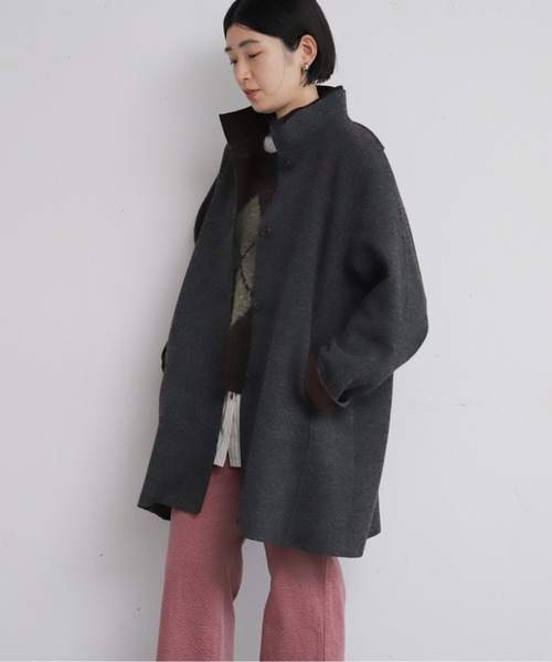 NOMBRE IMPAIR(ノンブルアンペール)の「【予約】起毛ダブルフェイス スタンドネックコート(その他アウター・レディース・レッド/ブラウン/グレー・FREE)」の8枚目の写真