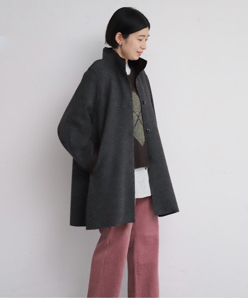 NOMBRE IMPAIR(ノンブルアンペール)の「【予約】起毛ダブルフェイス スタンドネックコート(その他アウター・レディース・レッド/ブラウン/グレー・FREE)」の11枚目の写真