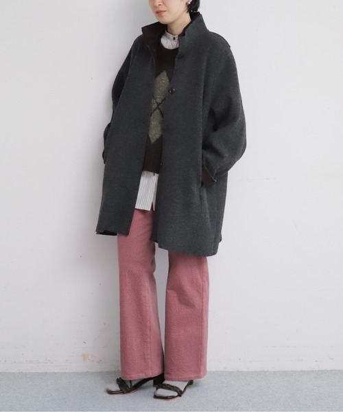 NOMBRE IMPAIR(ノンブルアンペール)の「【予約】起毛ダブルフェイス スタンドネックコート(その他アウター・レディース・レッド/ブラウン/グレー・FREE)」の10枚目の写真