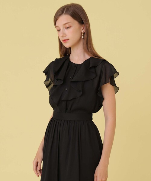 ANAYI(アナイ)の「シアースラブラッフル ブラウス〈セットアップ対応商品〉(シャツ/ブラウス・レディース・ブラック/ホワイト/ピンク・38/36)」の1枚目の写真