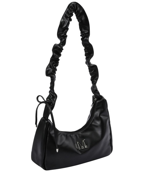 MUCENT(ムセント)の「【MUCENT/ムセント】ROUSSEL METAL LOGO SHIRRING CROSS BAG/メタル ロゴ シャーリング クロスバッグ/ブランド直輸入正規品(ショルダーバッグ・レディース・ブラック・ONE SIZE)」の3枚目の写真